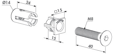 SS QUICK FIX BOLTS 1000kg Pulling Resistance M8x40mm & 14MM Hole